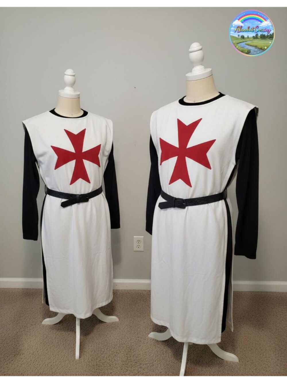 Men's Renaissance Knight Templar Crusader Tunic Medieval LARP Costume Set